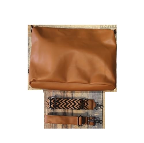 Große Weekender echt Leder Weiche Leder Crossbody Fitness Tasche Herren Single Schultertasche Einfache Trendy(Light Brown (Brown Rhomboid+Belt)) von SUBLXPoten