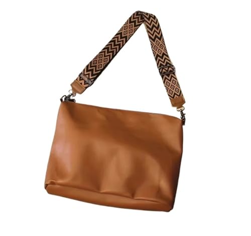 Große Weekender echt Leder Weiche Leder Crossbody Fitness Tasche Herren Single Schultertasche Einfache Trendy(Light Brown (Brown Rhomboid Band)) von SUBLXPoten