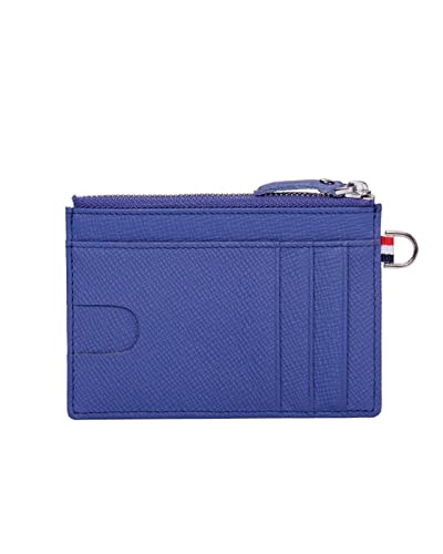 SUBORAWOS Schlank Kreditkartenetui, Leder Kartenetui Portemonnaie mit Münzfach,Mini Geldbeutel Damen Geldbörse mit 6 Kartenfächern, 1 Ausweisfenster (Blue) von SUBORAWOS