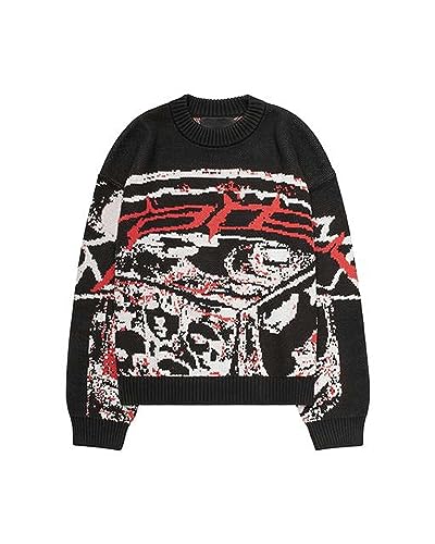 SUBX Herren Pullover Pullover Kreative Streifen Damen Gestrickte Streetwear Maiden Übergroße Harajuku O Neck Strickwaren Männer Kleidung-HEI_a-M von SUBX