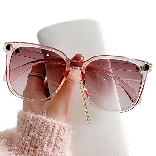 SUBX Mode Übergroße Sonnenbrille Frauen Markendesigner Vintage Quadratische Sonnenbrille Weiblicher Großer Rahmen Farbverlauf-Pink von SUBX