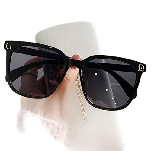 SUBX Mode Übergroße Sonnenbrille Frauen Markendesigner Vintage Quadratische Sonnenbrille Weiblicher Großer Rahmen Farbverlauf-Schwarz Grau von SUBX