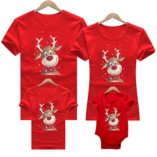 SUBX Weihnachts-Familienoutfit T-Shirt Mama Papa Hirsch Weihnachtsmann Weihnachtsoutfits für Kinder Baby Strampler rot Weihnachtskleidung-BKLU-ROT, Baby Strampler-3M von SUBX