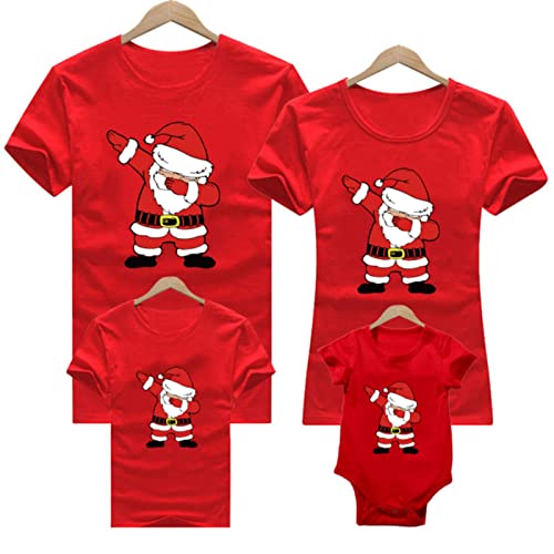 SUBX Weihnachts-Familienoutfit T-Shirt Mama Papa Hirsch Weihnachtsmann Weihnachtsoutfits für Kinder Baby Strampler rot Weihnachtskleidung-SDLR-ROT, Baby Strampler-3M von SUBX