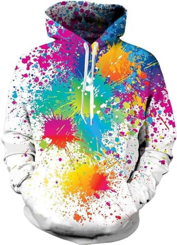 SUCADA Kapuzenpullover Herren 3D Druck Party Hoodies Langarm Pullover Kordelzug Sweatshirt Unisex 3D Druck Langarm Pullover Mit Kängurutasche NN-08 L von SUCADA