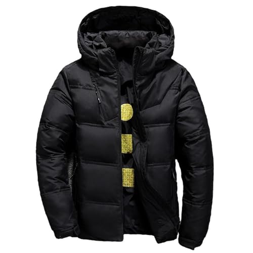 Winterjacke Herren Warm Outdoor Arbeitsjacke Slim Fit Einfarbig Skijacke Winddicht Kältejacke Herren Winter Mit Kapuze Langarm Jacke Herren A-Black L von SUCADA