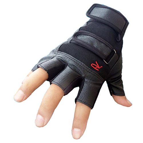 SUCES Handschuhe Männer Taktisch Fäustling Männer Draussen Sport Fahrradhandschuhe Leder Halb Finger Handschuhe Mountainbike Handschuhe Trainingshandschuhe (Freie Größe, Schwarz) von SUCES