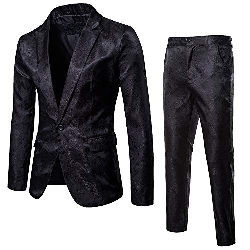 SUCES Herren Anzug,Schmale Blazer Business Hochzeit Party Smoking Sakko Jacke + Weste + Hose Männer Klassisch Charmant Set Modern Cool Mantel (M, Schwarz3) von SUCES