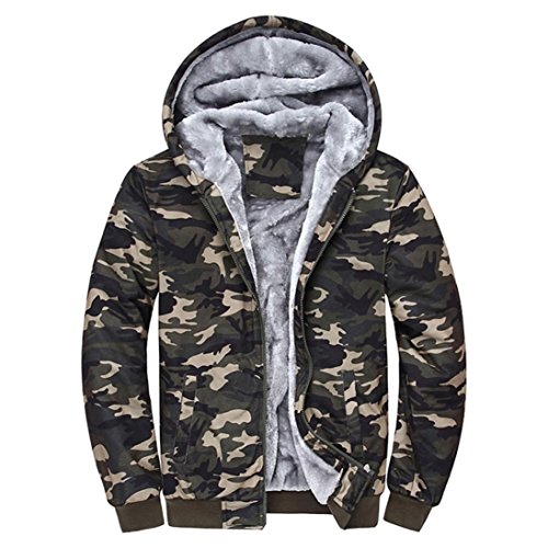 SUCES Herren Camouflage Hoodie Winter warme Fleece Zipper Sweater Jacke Outwear Mantel Kapuzenpullover Gefütterte Sweatjacke Zip-Hoodie Jacke mit Kapuze Winter Kapuzenpullis(Multicolor ,4XL ) von SUCES