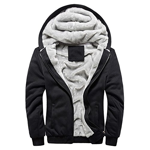 SUCES Herren Camouflage Hoodie Winter warme Fleece Zipper Sweater Jacke Outwear Mantel Kapuzenpullover Gefütterte Sweatjacke Zip-Hoodie Jacke mit Kapuze Winter Kapuzenpullis (3XL, Schwarz) von SUCES