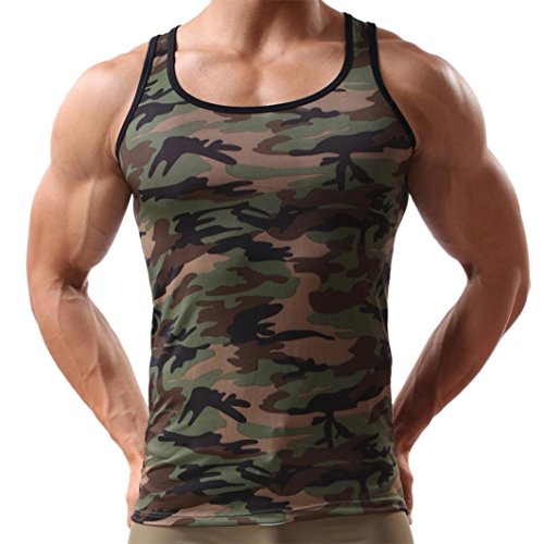 SUCES Herren Tanktop Tank Top Tankshirt T-Shirt mit Print Unterhemden Ärmellos Weste Muskelshirt Fitness Herren Mann Vest Tops Tank Trainingswest Camouflage Military Sport Outdoor (XL, Camouflage) von SUCES