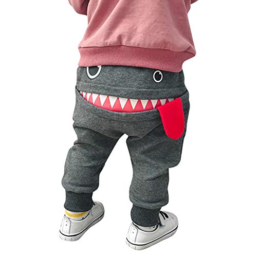 SUCES Kinder Hosen Unisex Süß Jogginghose Jungen Baumwolle Dick Elastische Leggings Mädchen Warm Gefütterte Sporthose(Grau,80) von SUCES