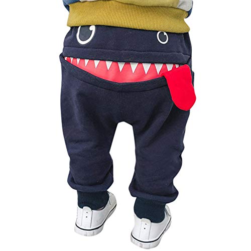 SUCES Kinder Hosen Unisex Süß Jogginghose Jungen Baumwolle Dick Elastische Leggings Mädchen Warm Gefütterte Sporthose(Marine,110) von SUCES