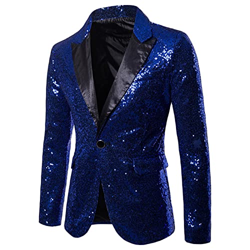 SUCES Modisch Herren Pailletten Blazer Gold Glitzer Sakko Anzugjacke Premium Slim Fit Herrenjacke Smokingjacken Herrensakko Männer Anzugjacken für Hochzeit Smoking von SUCES