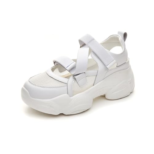 Damen Runde Kopf Dicke Unterseite Muffin Sportschuhe mit Casual Fashion Hole Tide Schuhe Leichtgewicht Atmungsaktiv Bequeme Papa Schuhe von SUCHETA