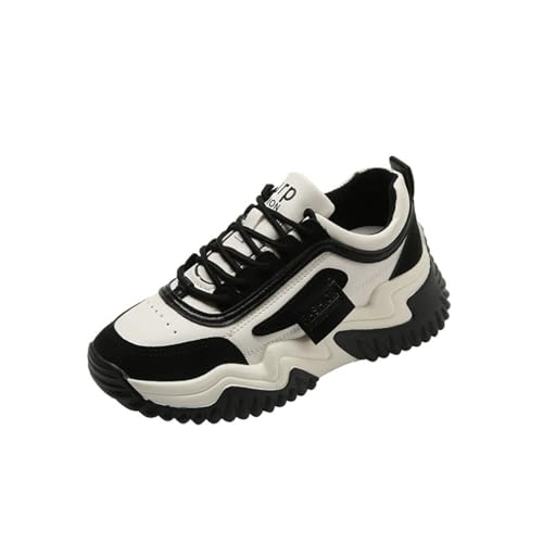 Frauen Schwarz Turnschuhe Plattform Mode Trainer Muffin Ferse Dicke Unterseite Student Schuhe Low Lace Up Bequeme Wanderschuhe Outdoor Travel Fitness Sport Einzelne Schuhe von SUCHETA