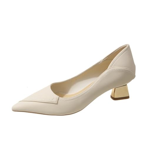 Frauen Spleißen hochhackige Schuhe Mitte Ferse Pumpen Schuhe Spitzen Mode Gericht Schuhe Zwei tragen einzelne Schuhe geeignet für die Arbeit Büro Schuhe von SUCHETA