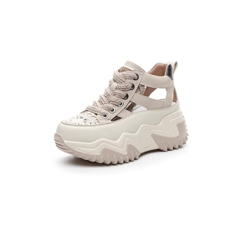 Frauen ausgehöhlt aus Sandalen dicken Boden Höhe zunehmen Training Schuhe gepolstert Höhe zunehmen Turnschuhe Mode Leder Muffin Schuhe von SUCHETA