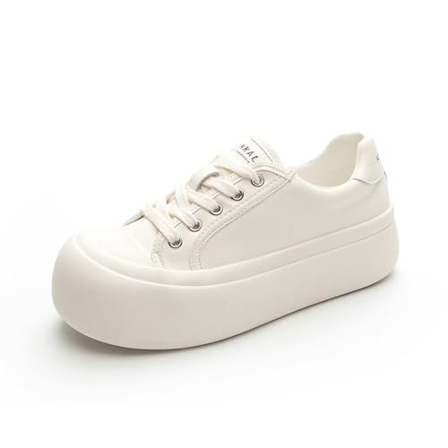 Leder Weiße Schuhe Frauen Plattform Mode Sneakers rutschfest Orthopädische Jogging-Schuhe Bequeme Trainer Atmungsaktiv Zwei Tragen Einzelne Schuhe von SUCHETA