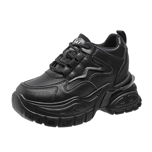 Pops Schuhe Innere Höhe Frauen Schuhe Frühling und Herbst Dicke Unterseite Kleine Leute Sport und Freizeit Einzelne Schuhe Leder Outdoor Laufschuhe rutschfest von SUCHETA