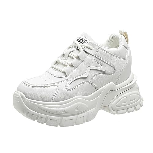 Pops Schuhe Innere Höhe Frauen Schuhe Frühling und Herbst Dicke Unterseite Kleine Leute Sport und Freizeit Einzelne Schuhe Leder Outdoor Laufschuhe rutschfest von SUCHETA