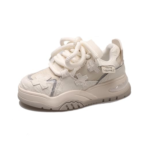 SUCHETA Damen Air Cushion Sneakers Anti-Rutsch-Dämpfung Trainer Leichtgewicht Komfortable Chunky Sneakers Mädchen Dicke Unterseite Casual Sneakers Lace Up Einzelne Schuhe von SUCHETA