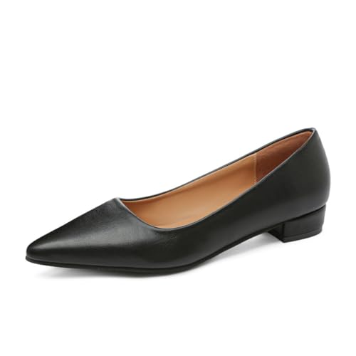Damen Niedrige Absätze Flacher Mund Schuhe Gespitzte Zehe Schwarz Hohe Absätze Lässig Elegante Einzelne Schuhe Atmungsaktiv Schweiß Absorbierend Nicht Müde Füße Hofschuhe von SUCHETA