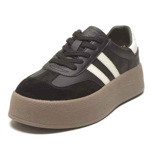 SUCHETA Damen Plattform Turnschuhe Runde Zehe Dicke Unterseite Höhe erhöhen Schuhe Weiches Leder Farbe Blocking Casual Sport Board Schuhe Frühling und Herbst von SUCHETA
