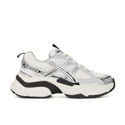 Damen Silber Runde Kopf dicken Boden Höhe zunehmender Sportschuhe lässig Mode Mesh Papa Schuhe weich bequemen Laufschuhe von SUCHETA