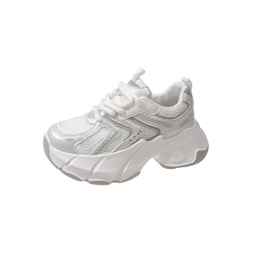 SUCHETA Damen Weiß Sommer Erhöhung Mesh Atmungsaktive Trainer Leicht Bequem Modisch Tragbar Workout Fitness Daddy Schuhe von SUCHETA