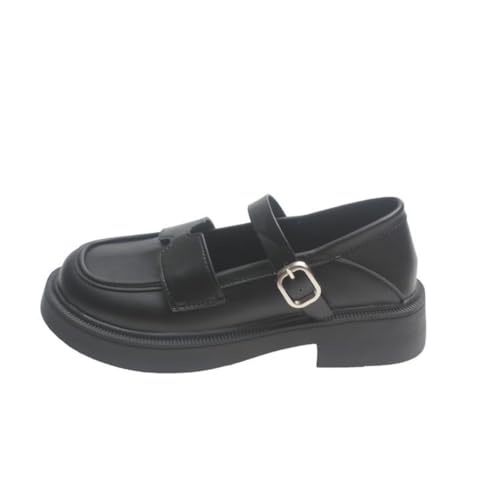 SUCHETA Flache Mary Jane Schuhe Retro British Style Kleine Lederschuhe Schwarz Flacher Mund Mode Flache Einzelne Schuhe Japanisch Jk Lefebvre Schuhe von SUCHETA