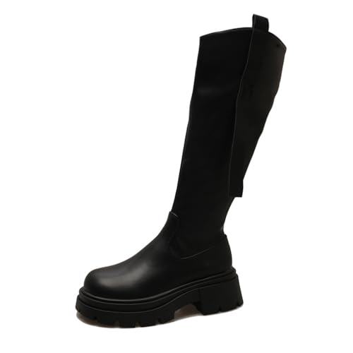 SUCHETA Lange Stiefel Frau Mode Retro dicken Boden Erhöhung Ritter Stiefel Herbst und Winter dicke mit dünnen hohen Stiefel Motorradstiefel von SUCHETA
