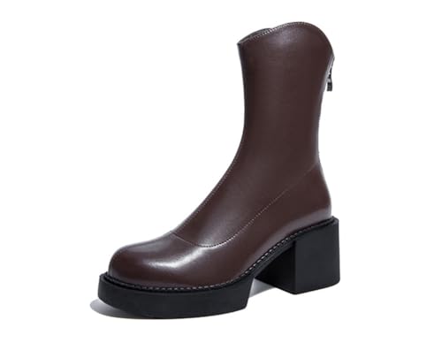 Stiefel für Frauen Herbst und Winter Retro Chunky Heel Chelsea Kurze Stiefel dicken Boden Höhe erhöhen High Heels Mode Mid Calf Stiefel von SUCHETA