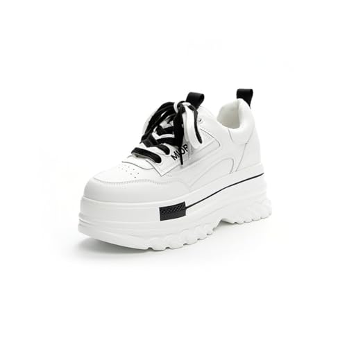 SUCHETA Women's Chunky Sneakers Mesh Breathable Casual Schuhe Leder Trainer Muffin Grün Atmungsaktive Mode Schuhe 8cm Komfort Höhe Erhöhung Schuhe von SUCHETA