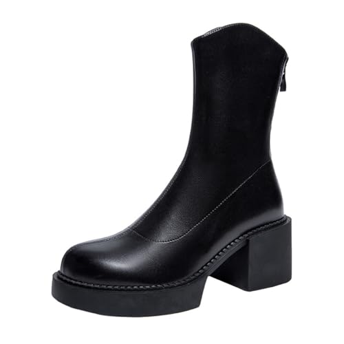 Stiefel für Frauen Herbst und Winter Retro Chunky Heel Chelsea Kurze Stiefel dicken Boden Höhe erhöhen High Heels Mode Mid Calf Stiefel von SUCHETA