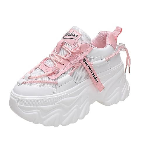 Thick Bottom Sports Leisure Small White Shoes Women's Breathable Mesh Muffin Shoes Versatile Sports Shoes 8cm Height Increasing Old Dad Shoes von SUCHETA