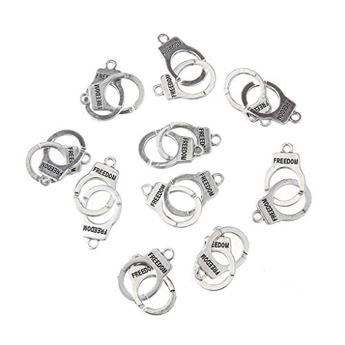 SUCHUANGUANG 10 Stück Handschellen Freiheit Charms Vintage Tibetisches Silber Armband Schmuck Machen Mode Anhänger von SUCHUANGUANG