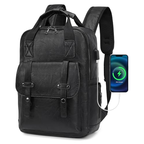 SUCIKORIO 40x30x15cm British Airways Air France Reiserucksack Handgepäck Flugzeug, Wasserdicht PU Leder Handgepäck Travel Rucksack mit 14 Zoll Laptopfach Daypack Mit USB Anschluss für Damen, Herren von SUCIKORIO