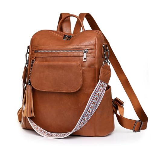 SUCIKORIO Leder Rucksack Damen Klein, 2 in 1 Rucksack Handtasche Elegant Wasserdicht Cityrucksack Damen Mini Rucksäcke Modern Reiserucksack Rucksackhandtaschen für Reisen, Arbeit, Schule von SUCIKORIO