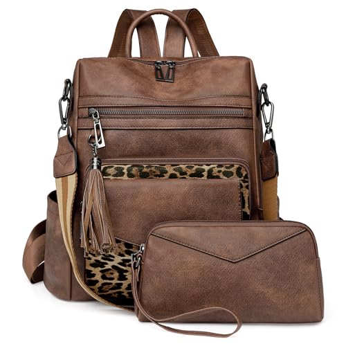 SUCIKORIO Leder Rucksack Damen Klein, 2 in 1 Rucksack Handtasche Mit Tasche Klein Elegant Wasserdicht Cityrucksack Damen Mini Rucksäcke Modern Rucksackhandtaschen für Reisen, Arbeit, Schule von SUCIKORIO