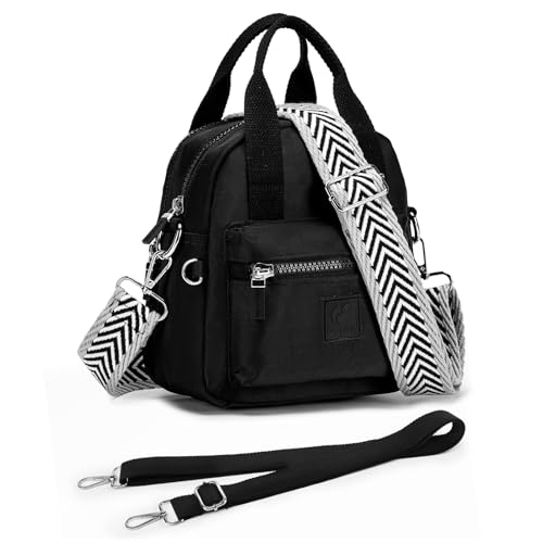SUCIKORIO Umhängetasche Damen Klein, Wasserdicht Nylon Handtasche Schultertasche Mit 2 Schultergurten Elegant Crossbody Bag Damen Mini Sling Shoulder Bag Handy Damentaschen für Reisen, Arbeit, Schule von SUCIKORIO