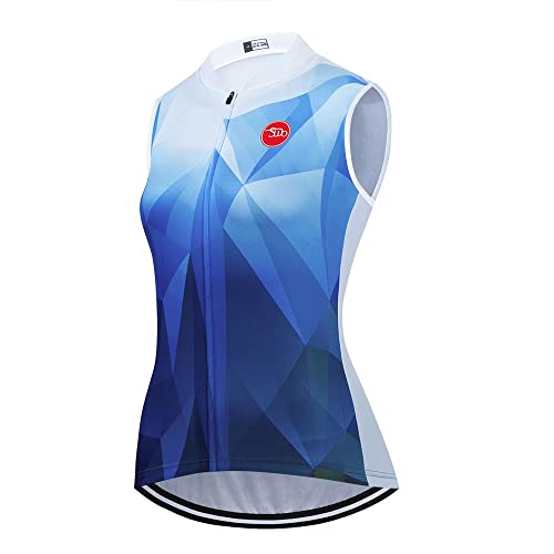 Damen Radtrikot Set Ärmellos Bike Shirts Radweste Shorts Fahrradbekleidung Kurz mit Gel Gepolstert, be35, Groß von SUDU SUDO