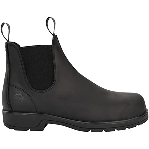 »1888 STEEL TOE« Sicherheitsschuh | Made in Portugal | Stahlkappe CE zertifiziert | Öl- u. Säureresistente Sohle | Komforteinlegsohle | Robustes Leder |Arbeits-Schuh Stall-Stiefelette | Schwarz Gr. 42 von SUEDWIND FOOTWEAR