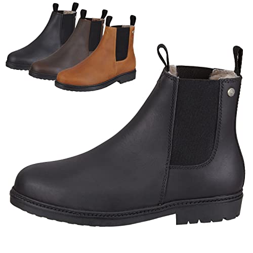 SUEDWIND FOOTWEAR Chelsea Boot »NEW WORK WINTER« bequeme Stiefelette aus Rindsleder Made in Portugal | Reitschuh mit robuster Gummisohle | Merino Lammfell | Schuh Schlupf Stiefel | Schwarz 35 von SUEDWIND FOOTWEAR