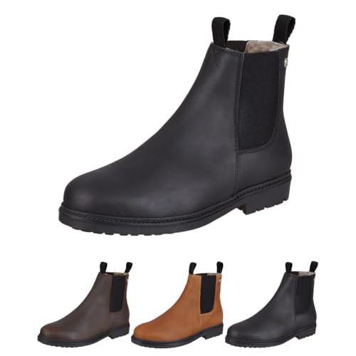SUEDWIND FOOTWEAR Reitstiefeletten New Work Winter für Damen – Chelsea Boots aus Leder – Reit- & Freizeit-Stiefelette mit Gummisohle & Merino-Lammfellfutter – Schuhe in Schwarz – Größe 35 von SUEDWIND FOOTWEAR