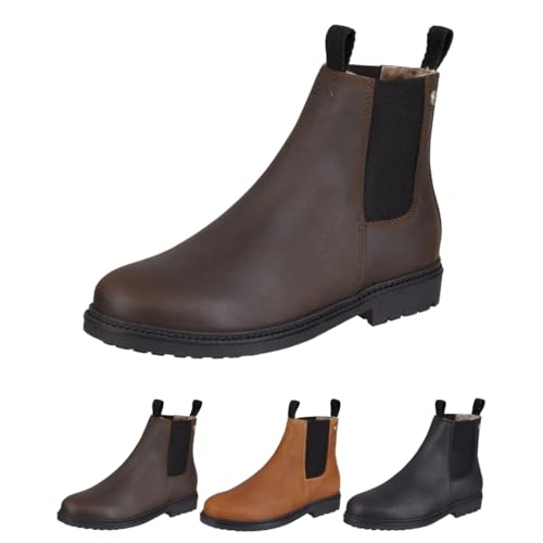 SUEDWIND FOOTWEAR Reitstiefeletten New Work Winter für Damen – Chelsea Boots aus Leder – Reit- & Freizeit-Stiefelette mit Gummisohle & Merino-Lammfellfutter – Schuhe in Braun – Größe 37 von SUEDWIND FOOTWEAR