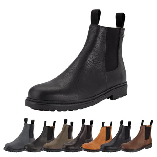 SUEDWIND FOOTWEAR Reitstiefeletten für Damen NEW WORK – Chelsea Boots aus Leder – Reit- & Freizeit-Stiefelette mit Ortholite-Fußbett, Gummisohle & Lederinnenfutter – Black Nubuck – Gr. 43 von SUEDWIND FOOTWEAR