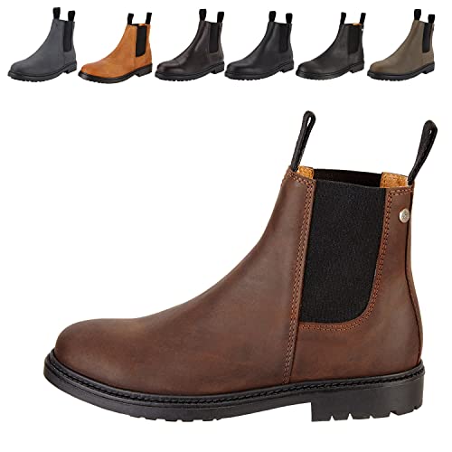 Chelsea Boot »NEW WORK« von SUEDWIND© | bequeme Stiefelette aus robustem Rindsleder | Made in Portugal | Reitschuh mit Profil-Gummisohle und Innen-Leder | Schuh Schlupf Stiefel | Braun | Gr. 35 von SUEDWIND FOOTWEAR