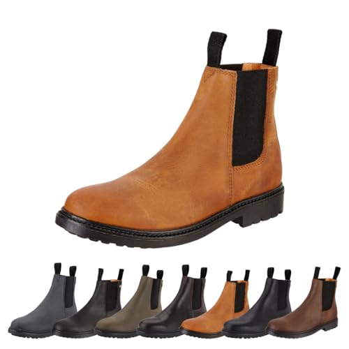 SUEDWIND FOOTWEAR Reitstiefeletten für Damen NEW WORK – Chelsea Boots aus Leder – Reit- & Freizeit-Stiefelette mit Ortholite-Fußbett, Gummisohle & Lederinnenfutter – Cognac – Gr. 41 von SUEDWIND FOOTWEAR