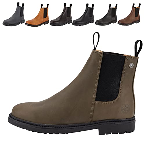 Chelsea Boot »NEW WORK« von SUEDWIND© | bequeme Stiefelette aus robustem Rindsleder Made in Portugal | Reitschuh mit Profil-Gummisohle und Innen-Leder | Schuh Schlupf Stiefel | Waxy Green | Gr. 41 von SUEDWIND FOOTWEAR